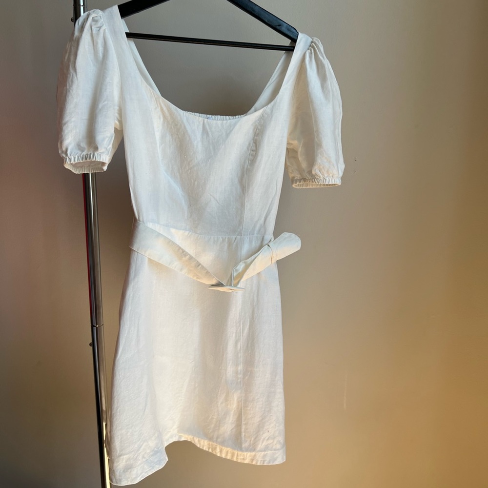 & Other Stories Linen White Belted Dress in Size 36